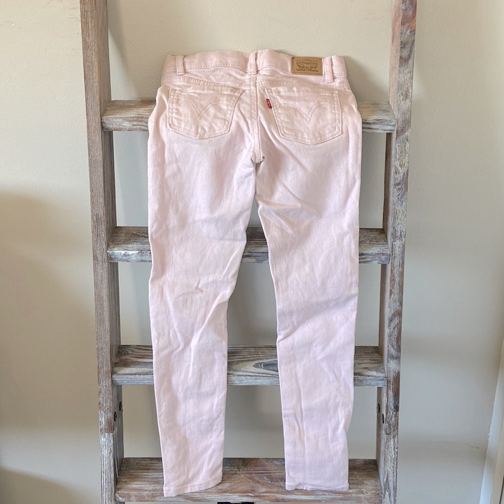 Pale Pink Levi’s 710 Super Skinny Mid Rise Jeans